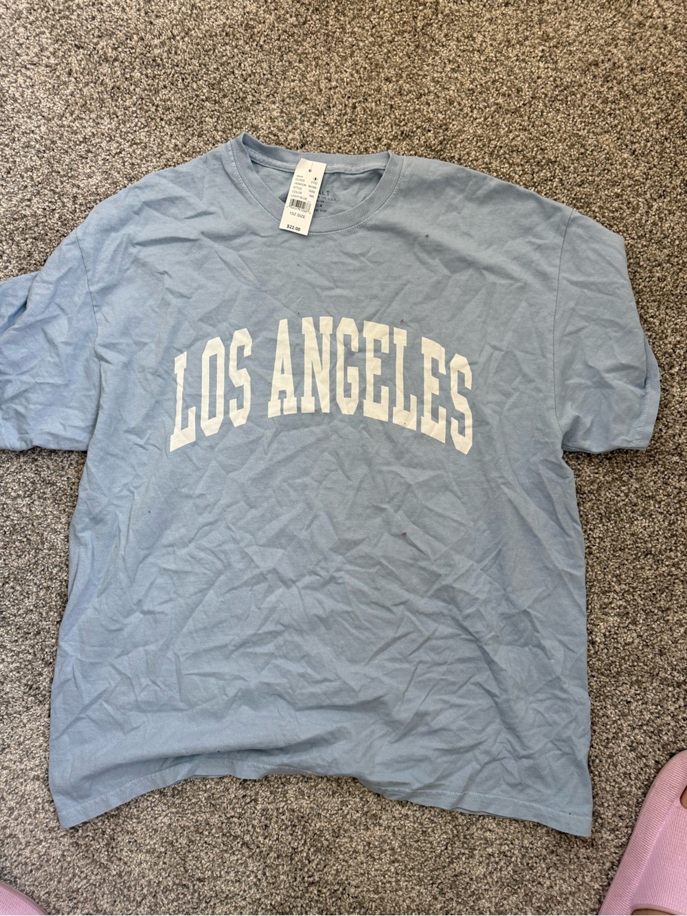 Brandy Melville Light Blue 'Los Angeles' Short Sleeve Tee